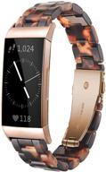 🌹 ayeger resin band for fitbit charge 4/3/se: rose gold buckle wristband strap bracelet – stylish accessory for fitness watch (tortoise) logo