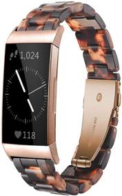 img 4 attached to 🌹 Ayeger Resin Band for Fitbit Charge 4/3/SE: Rose Gold Buckle Wristband Strap Bracelet – Stylish Accessory for Fitness Watch (Tortoise)