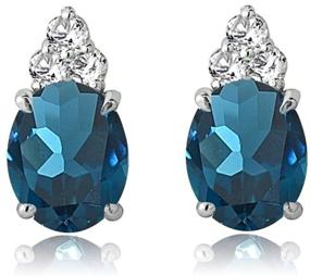 img 2 attached to Elegant Sterling Silver London Blue and White Topaz Oval Crown Stud Earrings - Add Royalty to Your Style