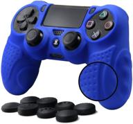 🎮 enhanced gaming experience with chinfai dualshock4 skin grip - anti-slip silicone cover protector case for sony ps4/ps4 slim/ps4 pro controller | includes 8 thumb grips (blue) logo