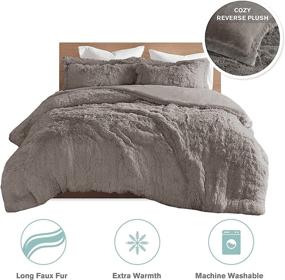 img 3 attached to Intelligent Design Malea 3 Piece Shaggy Faux Fur Comforter Set - Modern Casual All Season Quilt Bedding with Matching Sham - King/Cal King - Grey