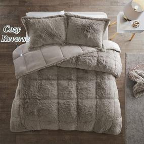 img 2 attached to Intelligent Design Malea 3 Piece Shaggy Faux Fur Comforter Set - Modern Casual All Season Quilt Bedding with Matching Sham - King/Cal King - Grey