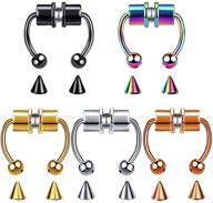 colorful non-piercing magnetic septum nose rings - stainless steel horseshoe fake nose ring for men and women logo