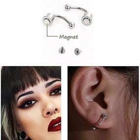 img 3 attached to Colorful Non-Piercing Magnetic Septum Nose Rings - Stainless Steel Horseshoe Fake Nose Ring for Men and Women