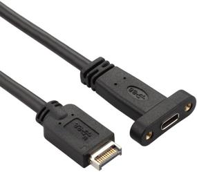 img 2 attached to 🔌 Cablecc Кабель USB 3.1 для передней панели с разъемом USB-C типа C, женский разъем, удлинительный кабель 40 см, в комплекте винт для монтажа на панель.