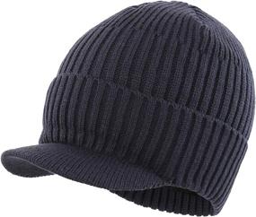 img 1 attached to Stay Cozy in Style: Home Prefer Men's Outdoor 🧢 Newsboy Hat Winter Warm Thick Knit Beanie Cap with Visor