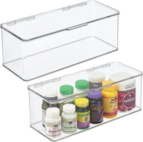 img 4 attached to 📦 mDesign Plastic Stackable Storage Container Bin Box - Bathroom Cabinet Organizer 2 Pack - Clear