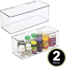 img 3 attached to 📦 mDesign Plastic Stackable Storage Container Bin Box - Bathroom Cabinet Organizer 2 Pack - Clear