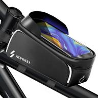 🚴 wohooh bike frame bag with handlebar mount, waterproof phone top tube bag holder, sensitive tpu touch-screen & sun-visor, bike accessories, fits phones up to 6.5'' logo