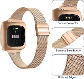 img 3 attached to 🌹 Rose Gold Metal Slim Band for Fitbit Versa 2/Versa/SE/Lite - Stainless Steel Narrow Replacement Wristband for Women