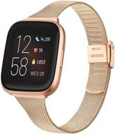 🌹 rose gold metal slim band for fitbit versa 2/versa/se/lite - stainless steel narrow replacement wristband for women logo
