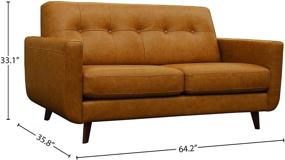 img 1 attached to 🛋️ Rivet Sloane Mid-Century Modern Leather Loveseat Sofa by Amazon Brand - 64.2 inches Wide, Caramel