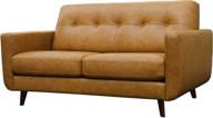 🛋️ rivet sloane mid-century modern leather loveseat sofa by amazon brand - 64.2 inches wide, caramel logo