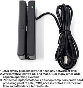 img 1 attached to 🔌 Универсальное устройство для чтения магнитных полосок USB: 3-трековое устройство для чтения кредитных карт POS для удобного слайда магнитной полосы.