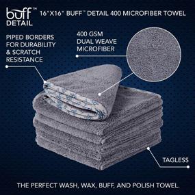 img 3 attached to 🚗 High-Quality Buff Detail Microfiber Car Towels (16"x 16") for All-Purpose Auto Detailing - Wax, Buff, Polish, Wash, Dry | 6 Pack (Gray)