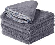 🚗 high-quality buff detail microfiber car towels (16"x 16") for all-purpose auto detailing - wax, buff, polish, wash, dry | 6 pack (gray) logo