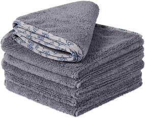 img 4 attached to 🚗 High-Quality Buff Detail Microfiber Car Towels (16"x 16") for All-Purpose Auto Detailing - Wax, Buff, Polish, Wash, Dry | 6 Pack (Gray)