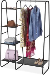 img 3 attached to 👕 Organize Your Clothes with Whitmor Freestanding Wardrobe: Fine Mesh Fabric Shelves for Portable Black Clothing Storage