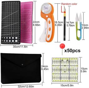 img 3 attached to 🧵 Complete Sewing and Crafting Tool Kit with Rotary Cutter Set, Self Healing Cutting Mat, Acrylic Ruler, Replacement Blades, Sewing Pins, Craft Knife Set, and Craft Clips - Ideal for Patchworking, Sewing, and Crafting