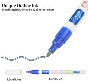 img 2 attached to 🖍️ Яркие металлические маркеры с золотым покрытием с самоконтурной линией, 12 цветов: карандаши с двойной линией для детей, детей, иллюстраций, раскрасок, эскизов и открыток.