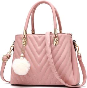 img 4 attached to 👜 Women's Fashion Leather Handbags with Top Handle and Shoulder Straps, Including Matching Wallet - Ideal for Top-Handle Bags