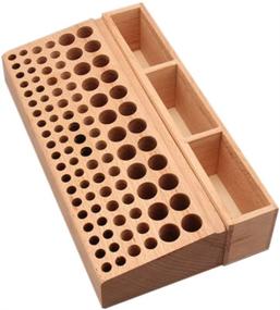 img 4 attached to 🛠️ Upgraded Yushen 98-Hole Wooden Professional Leathercraft Tool Holder Rack Stand with 3 Slots for Punch Tools Organization and Storage in Leatherworking