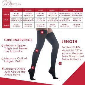 img 2 attached to Medicella Premier Closed Toe Thigh High Compression Stockings for Women - 8-15 mmHg, Made in USA - Medical Quality, Sheer & Mild Pressure Support for Circulation & Travel (Small, Black)