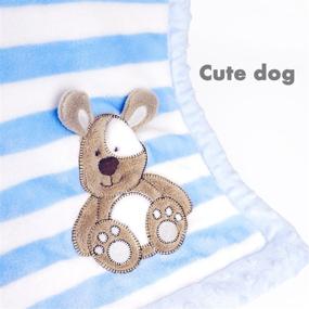 img 4 attached to 🐶 Cozy Blue Dog Double Layer Fleece Blanket - 30"x39" (75x100cm) - Extra Soft, Warm, and Reversible - Easy Care Plush Flannel Throw