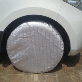 img 2 attached to Set of 4 Weatherproof Wheel Tire Covers for Cars, RVs, Trucks - Aluminum Film Tire Sun Protectors up to 27" Diameter (Squares)