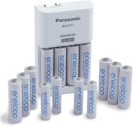 🔋 panasonic k-kj17mz104a eneloop power pack: rechargeable battery kit with 10aa, 4aaa, and advanced charger logo