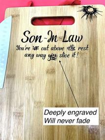 img 2 attached to 🎁 Engraved Bamboo Cutting Board - Perfect Gift for Son-in-Law's Birthday, Christmas, or Wedding - 9” x 12” Size