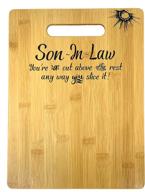 🎁 engraved bamboo cutting board - perfect gift for son-in-law's birthday, christmas, or wedding - 9” x 12” size логотип