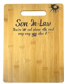 img 4 attached to 🎁 Engraved Bamboo Cutting Board - Perfect Gift for Son-in-Law's Birthday, Christmas, or Wedding - 9” x 12” Size