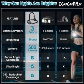 img 3 attached to ICOCOPRO 500 Lumens Rechargeable Night Running Light - Reflective Safety Chest 🏃 Light for Runners with 360° Adjustable Beam - Ideal for Jogging, Camping, Hiking