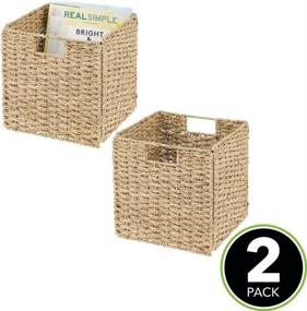 img 3 attached to mDesign Seagrass Woven Cube Storage Bins - Organize Closet, Laundry, Home Office, Nursery, Kitchen, Bathroom - Towel, Blanket, Books, 2 Pack - Natural