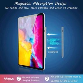 img 2 attached to Ручка для iPad, стилус для iPad и iPad Pro (2018-2020) - стилус с поддержкой отклонения ладони для iPad Pro (3-го поколения, 11 дюймов и 12,9 дюйма), iPad (6/7-го поколения, 10,2 дюйма), iPad Air (3-его поколения) и iPad Mini (5-го поколения)