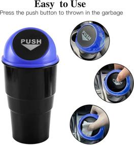 img 2 attached to JUSTTOP Automotive Cup Holder Garbage – Mini Car Trash Can with 🚗 Lid, Small Automatic Portable Trash Can – Ideal for Car, Home, Office (Blue)
