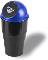 justtop automotive cup holder garbage – mini car trash can with 🚗 lid, small automatic portable trash can – ideal for car, home, office (blue) logo