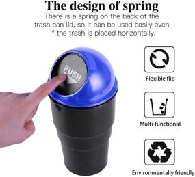 img 1 attached to JUSTTOP Automotive Cup Holder Garbage – Mini Car Trash Can with 🚗 Lid, Small Automatic Portable Trash Can – Ideal for Car, Home, Office (Blue)