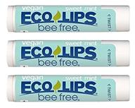 🌱 веганский бальзам для губ sweet mint от eco lips - 3 штуки без пчел с растительным уходом за губами на основе натуральных ингредиентов. без использования пластиковой упаковки. сделано в сша. логотип