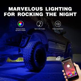 img 3 attached to 🚗 Набор подсветок Nilight RGB LED Rock Lights Kit - 4 Подсветки Многоцветная неоновая плитка с управлением через Bluetooth-приложение, режимом музыки, освещением колесных арок для грузовика, квадроцикла, внедорожника, спортивного автомобиля (RZR), внедорожника (SUV).