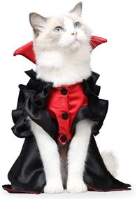 img 4 attached to 🧛 LIANZIMAU Halloween Cat Vampire Costume Cloak with Button for Kittens and Small/Medium Cats - Dressing Up Outfit for Cosplay, Holiday, and Party Decoration