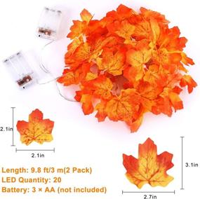 img 3 attached to 🍁 2 Pack Fall Maple Leaves String Lights - 20 Feet 40 LED Battery Powered Fairy Autumn Lights for Holiday Wedding Party Christmas Thanksgiving Garland Decoration - Waterproof Christmas Decoration Lights