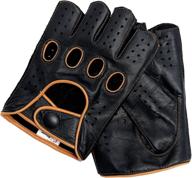 genuine leather half-finger fingerless driving motorcycle gloves for women by riparo - reverse stitched design logo