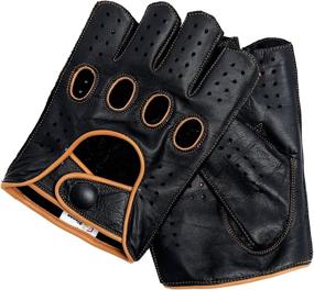 img 1 attached to Genuine Leather Half-Finger Fingerless Driving Motorcycle Gloves for Women by Riparo - Reverse Stitched Design