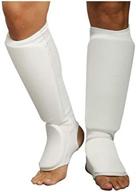 cloth shin & instep guard for taekwondo, martial arts, and mma foot protection during sparring (black/white; available in child small to adult xl sizes) логотип