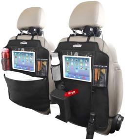 img 1 attached to 🚗 Oasser Kick Mats Car Seat Back Protectors: 2 Pack XL with Tissue Box, iPad Holder & Storage Organizers