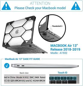 img 3 attached to IBENZER Hexpact MacBook Air 13 Inch Case 2019 2018 Release A1932, Heavy Duty Protective Case for Apple MacBook Air 13 Retina with Touch ID, Clear (HAT13CYCL)