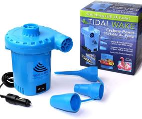 img 4 attached to 💨 Tidal Wake 12V DC Air Pump: Inflates & Deflates Inflatables 3x Faster - Perfect for Boat Towables, Pool Toys, Air Beds, and More! 10 Ft Cord - 1,000 Liters of Air Per Minute