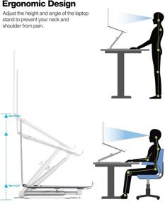 img 3 attached to 📱 Height Adjustable Laptop Stand for Desk - Sit to Stand Ergonomic Computer Riser, MacBook Holder, Tall Laptop Stand for 10-17" Laptops - Silver